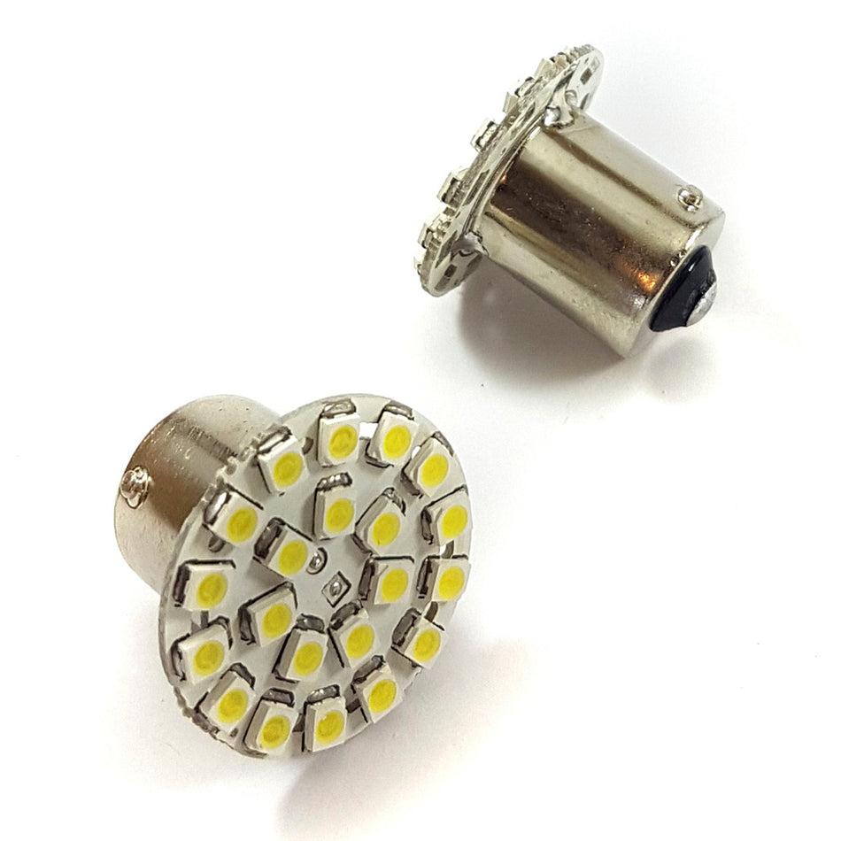 Lampara S25 21 Led Blanca Ba15s 1 Polo 12v X2 Un.