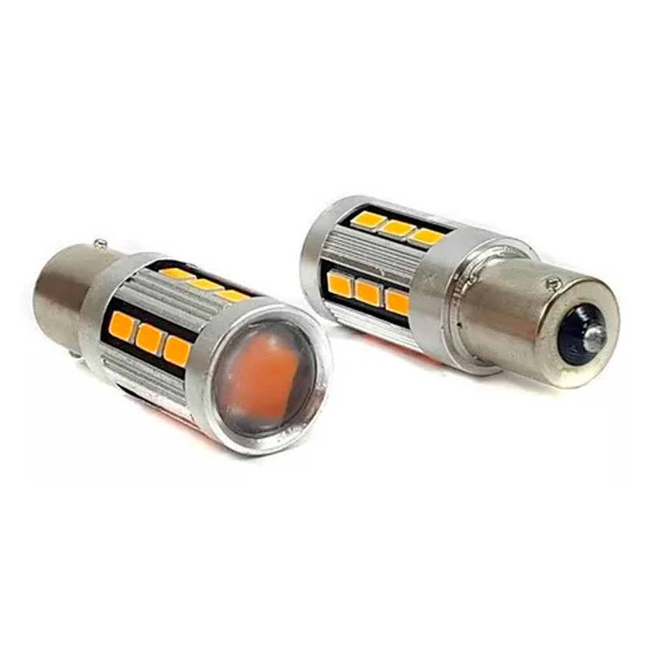 Lampara S25 18 Led Ámbar Bau15s 1 Polo Canbus 12v 24v X2 Un.