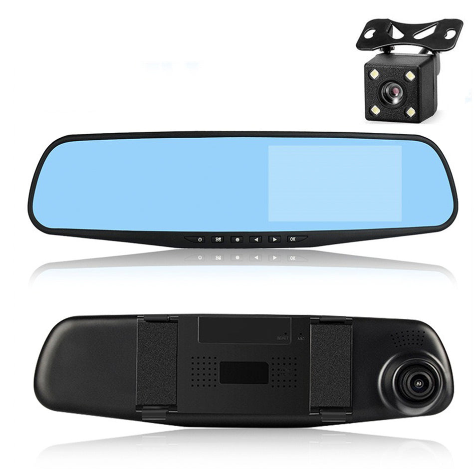 Camara Auto Frontal Y Reversa Espejo Retrovisor Dvr Full Hd