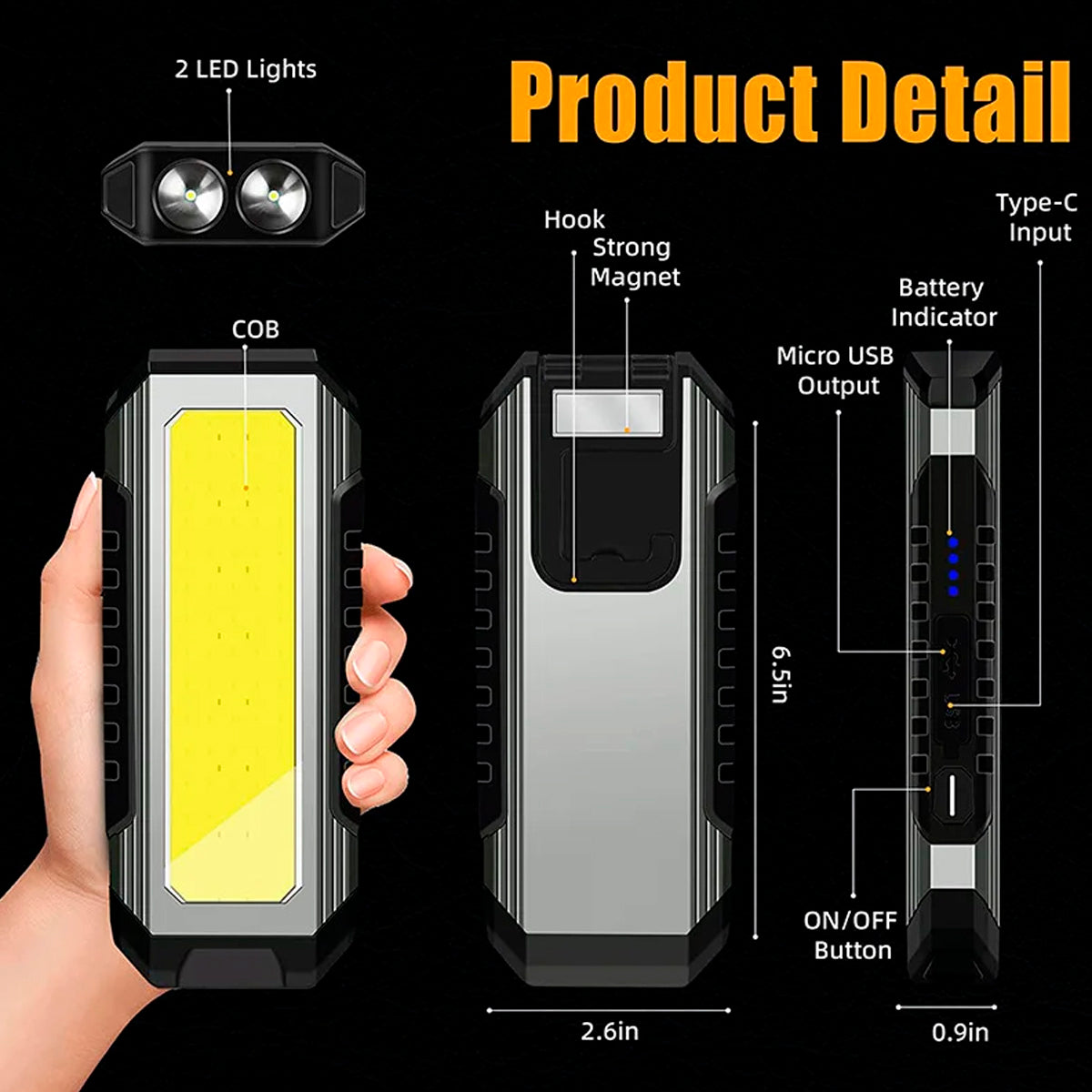 Linterna Led Multifuncion Taller Recargable