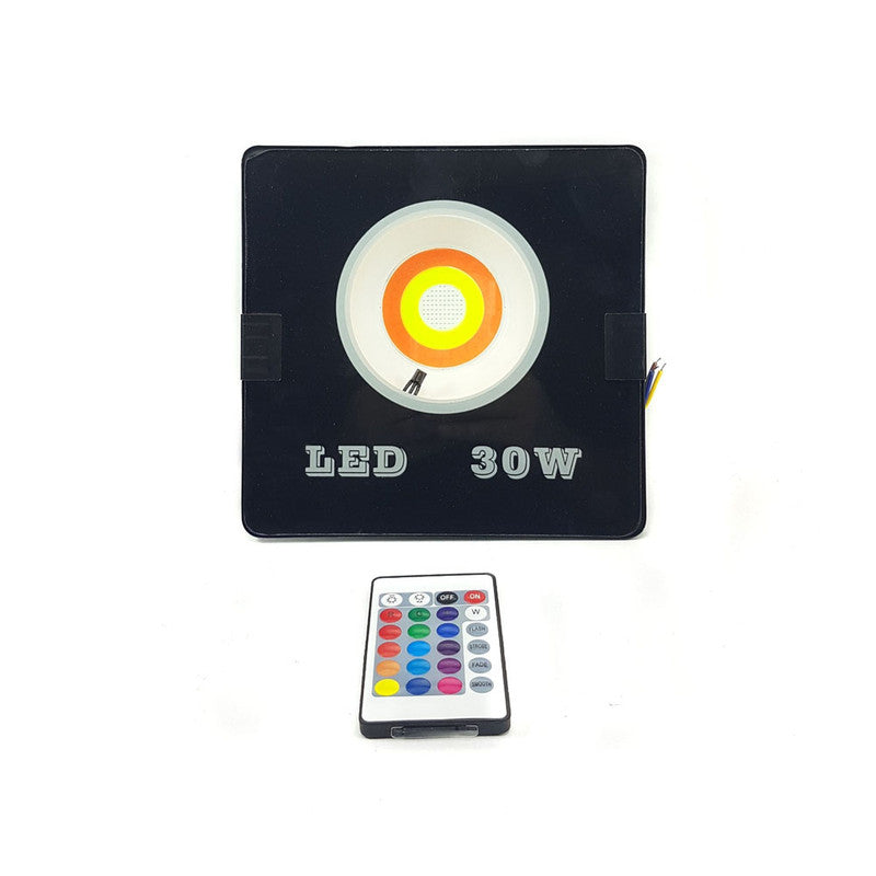 Faro Foco Led Rgb Con Control Remoto 30W Ip66-220V-Multishop Uruguay