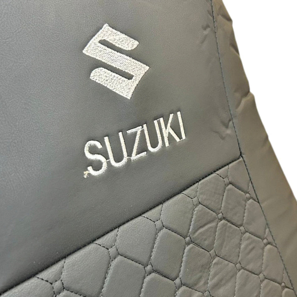 Juego Funda Cubreasientos para auto Eco cuero Logo Suzuki-Cubreasientos Suzuki-Multishop Uruguay