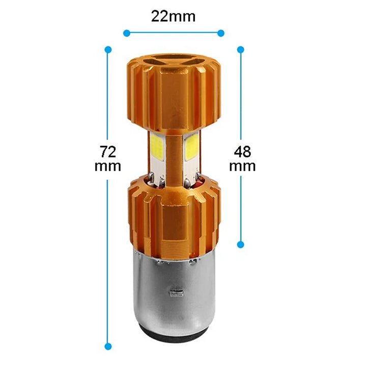 Lampara Led Moto Alta/Baja 18W 12-30V Ba20D 3 Caras-Lamparas Motos-Multishop Uruguay