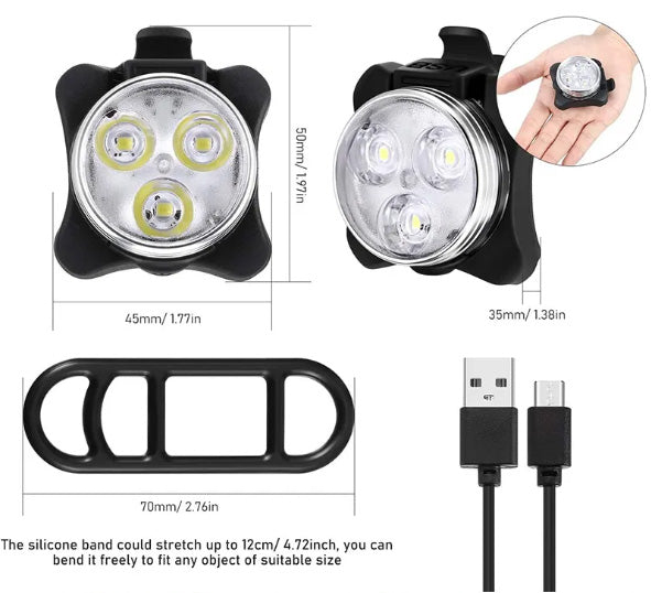 Juego de luces de bicicleta recargables por USB