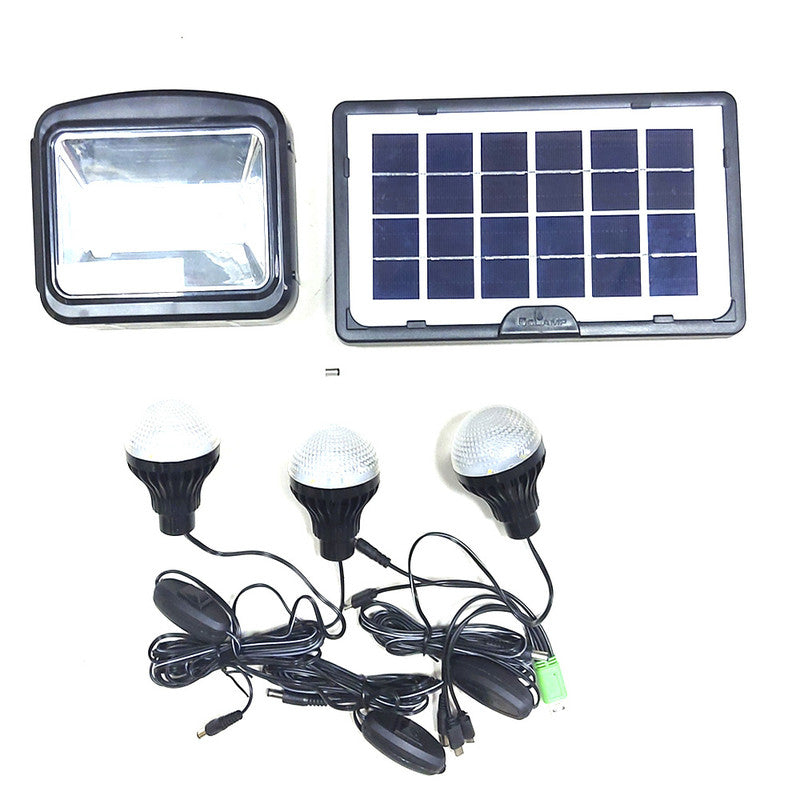 Kit Faro Led + 3 Lamparas Recargable Con Panel Solar